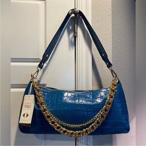 Anna Paola Italian Leather crocodile-embossed Crossbody Shoulder Chain Bag